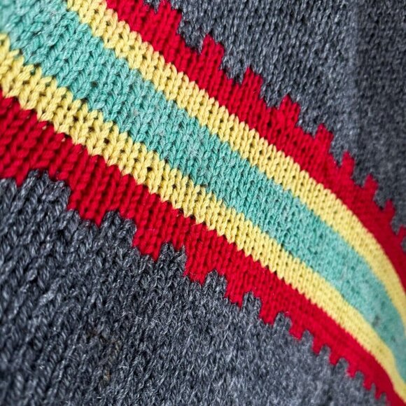 Vintage Wool Handknit Fringe Hem Poncho OS - Picture 3 of 4